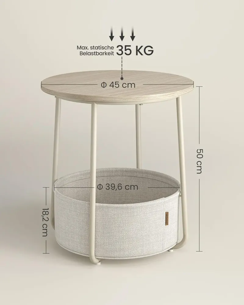 Beistelltisch rund mit Stauraum naturbeige