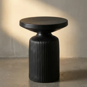 Beistelltisch – Rund Schwarz 40x40x50 cm Hammerschlag Design