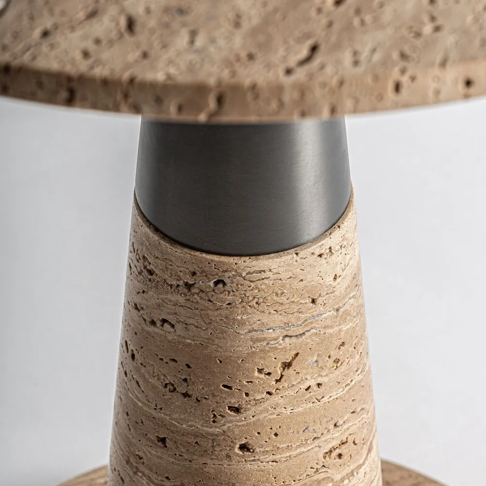 Beistelltisch RUST beige Marmor mit metallischer Oberfläche