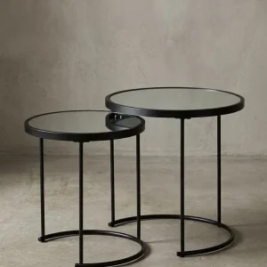 Beistelltisch Set – Schwarz Glasplatte modern 50x50x50 cm 42x45x42 cm