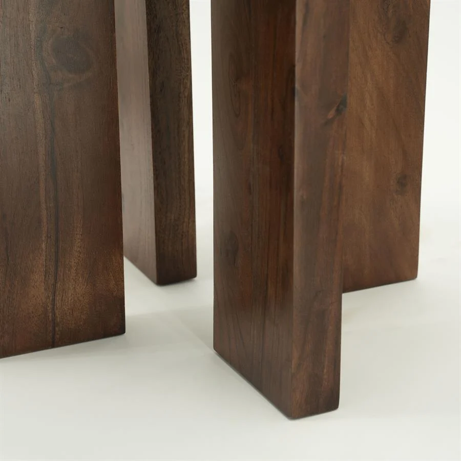 Beistelltisch TILED UP aus dunkelbraunem Mangoholz