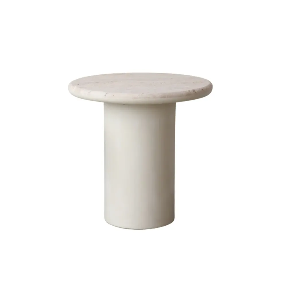 Beistelltisch Travertin Caen – Gestell Latte Stoneskin – 50 cm