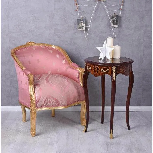BERGERE EN CONFESSIONAL BAROCK SESSEL GOLD ROSA