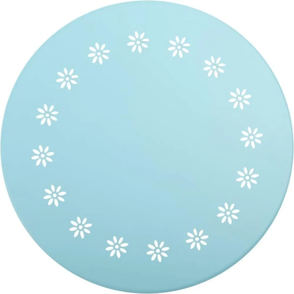 Blauer Outdoor Metall-Beistelltisch mit Blumenausschnitten