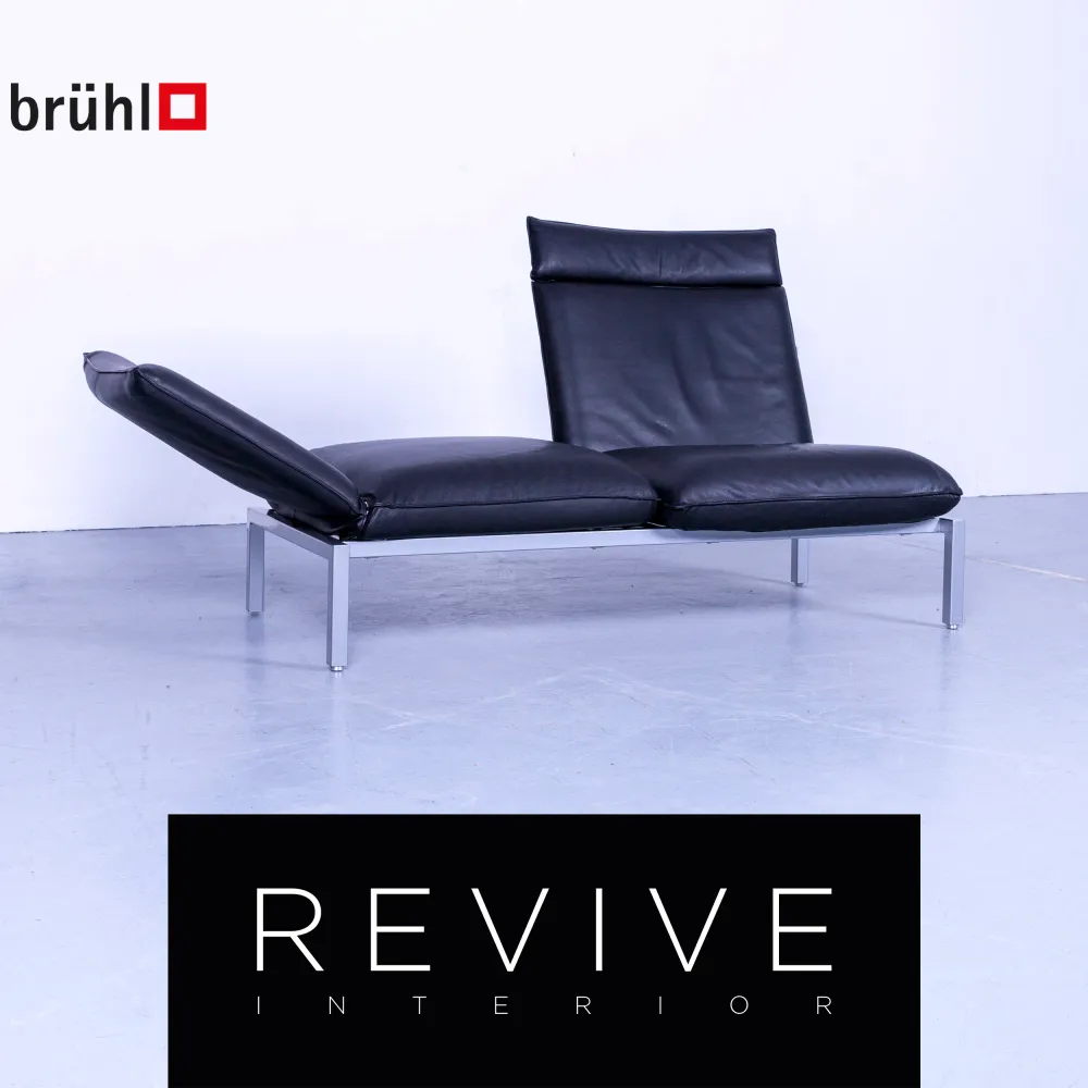 Brühl Roro Designer Leder Liege Schwarz Einsitzer Sessel Couch Echtleder Funktion #5310