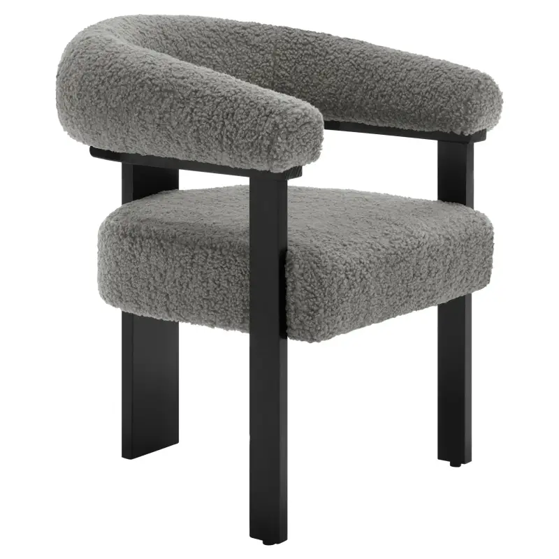 BukkitBow – Sessel mit Fleece (Lammfell-Optik) – Gestell aus Gummibaumholz – Ergonomisch und bequem – Modernes Design