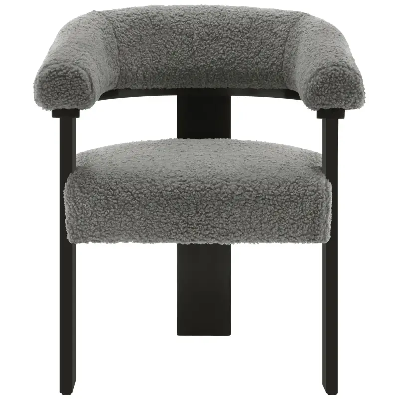 BukkitBow – Sessel mit Fleece (Lammfell-Optik) – Gestell aus Gummibaumholz – Ergonomisch und bequem – Modernes Design