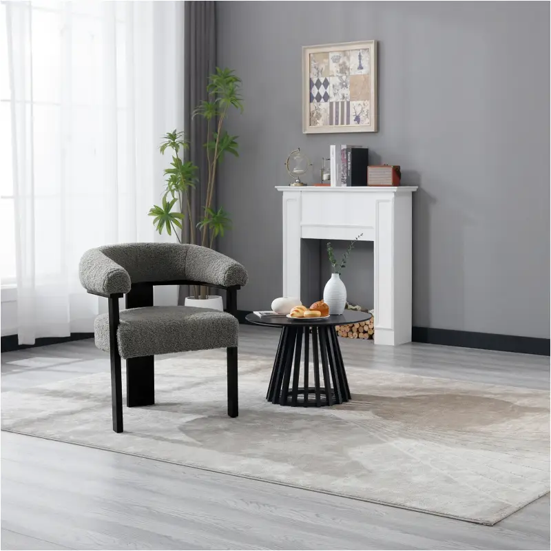 BukkitBow – Sessel mit Fleece (Lammfell-Optik) – Gestell aus Gummibaumholz – Ergonomisch und bequem – Modernes Design