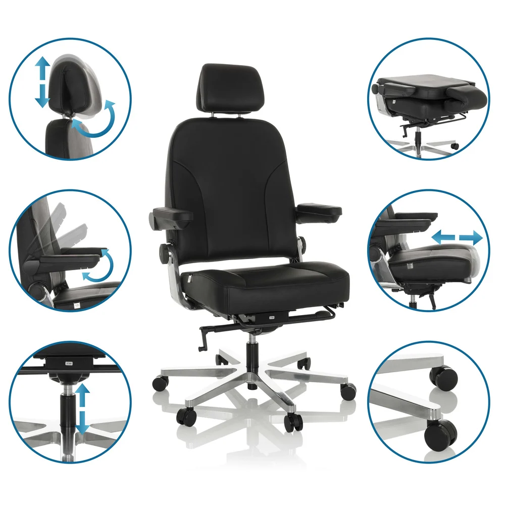 B-Ware Hjh Office Bürostuhl Chefsessel 24 Hours F Leder Schwarz Sessel Stuhl Möbel