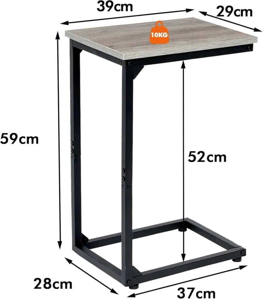 C-förmiger Beistelltisch Höhenverstellbar Holz/Metall 2er