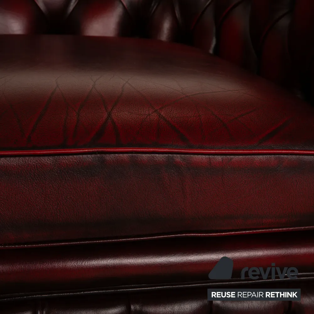 Chesterfield Buckingham Leder Sessel Rot Braun Vintage