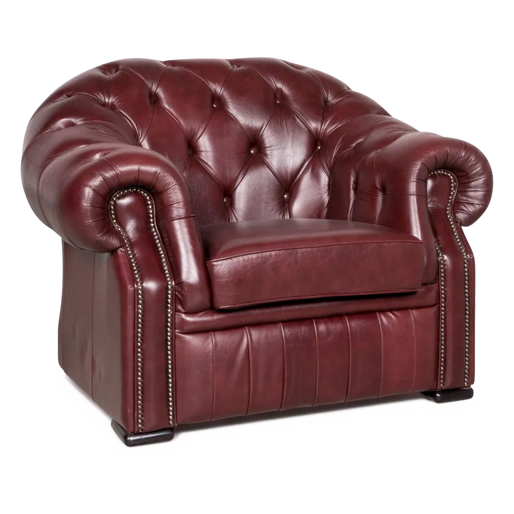 Chesterfield Leder Sessel Rot Echtleder Stuhl Vintage Retro #7926