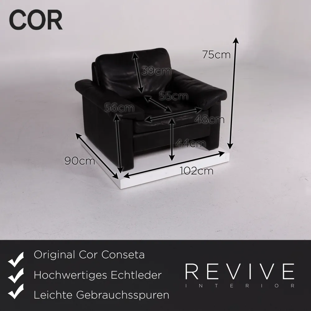 Cor Conseta Leder Sessel Schwarz #11315