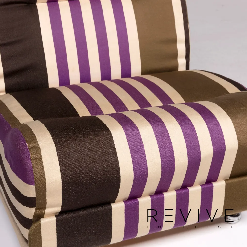 Cor Stoff Sessel Garnitur Multicolor Gestreift Beige 2x Sessel #12165