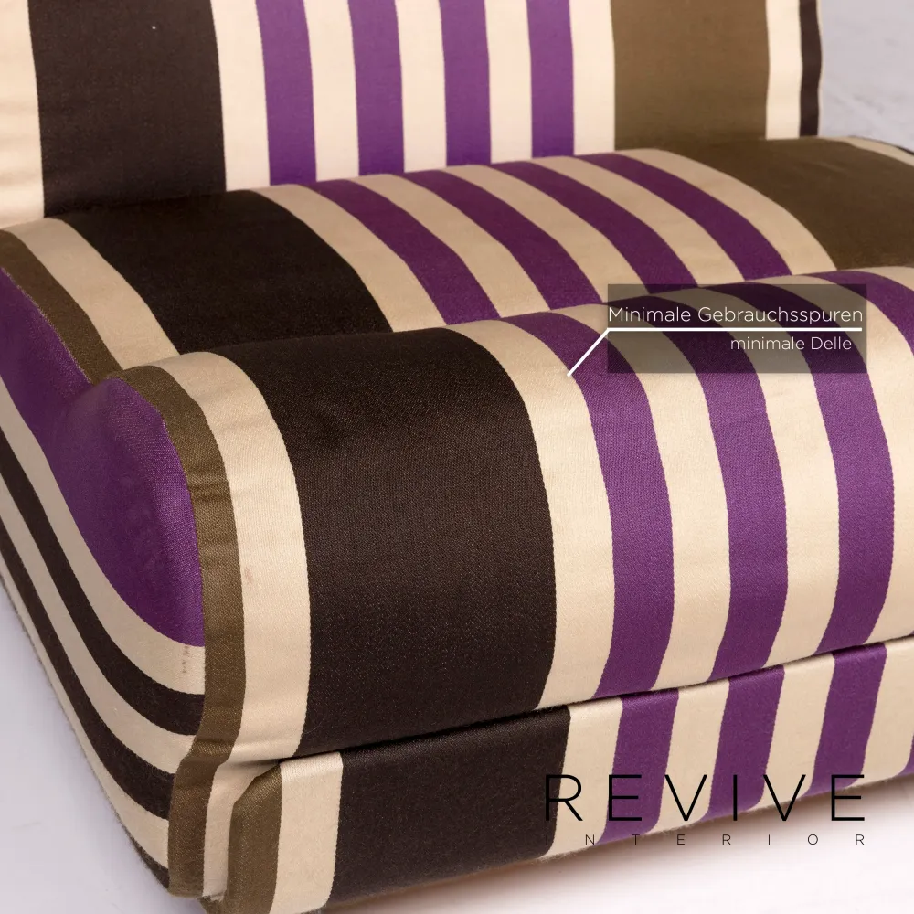 Cor Stoff Sessel Garnitur Multicolor Gestreift Beige 2x Sessel #12165