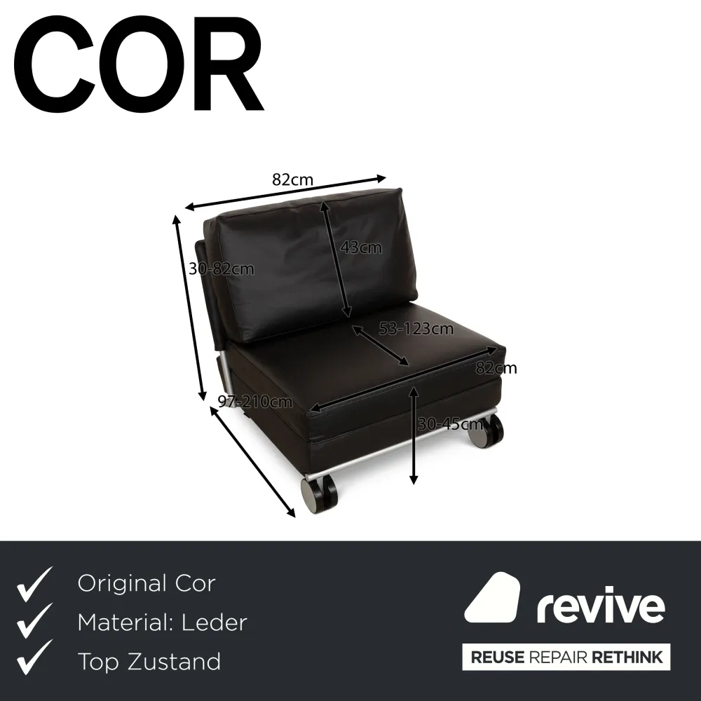 Cor Trinus Leder Sessel Schwarz manuelle Funktion