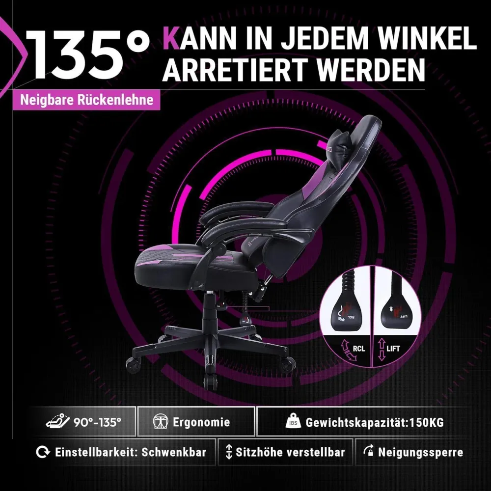 Dowinx Gaming Stuhl Racing Gamer Stuhl Ergonomischer Sessel