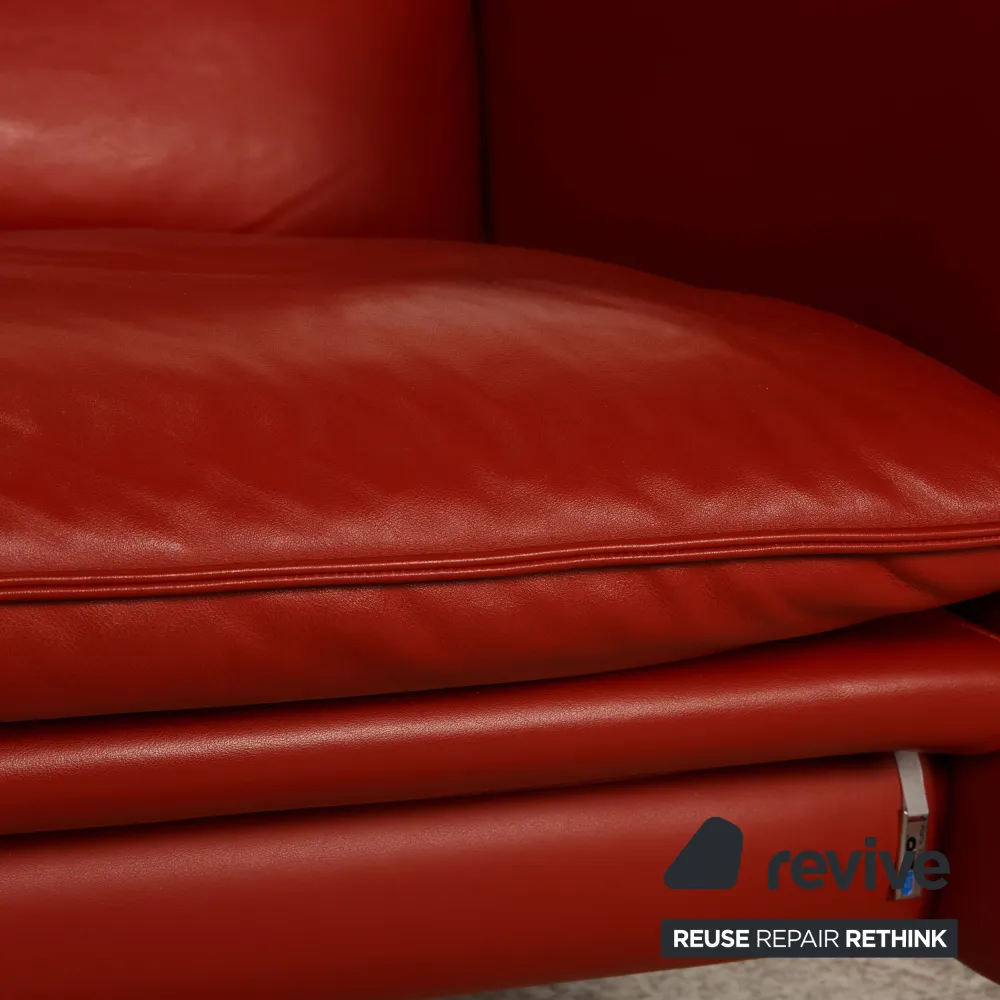 Erpo Porto Leder Sessel Garnitur Rot Hocker Relaxfunktion