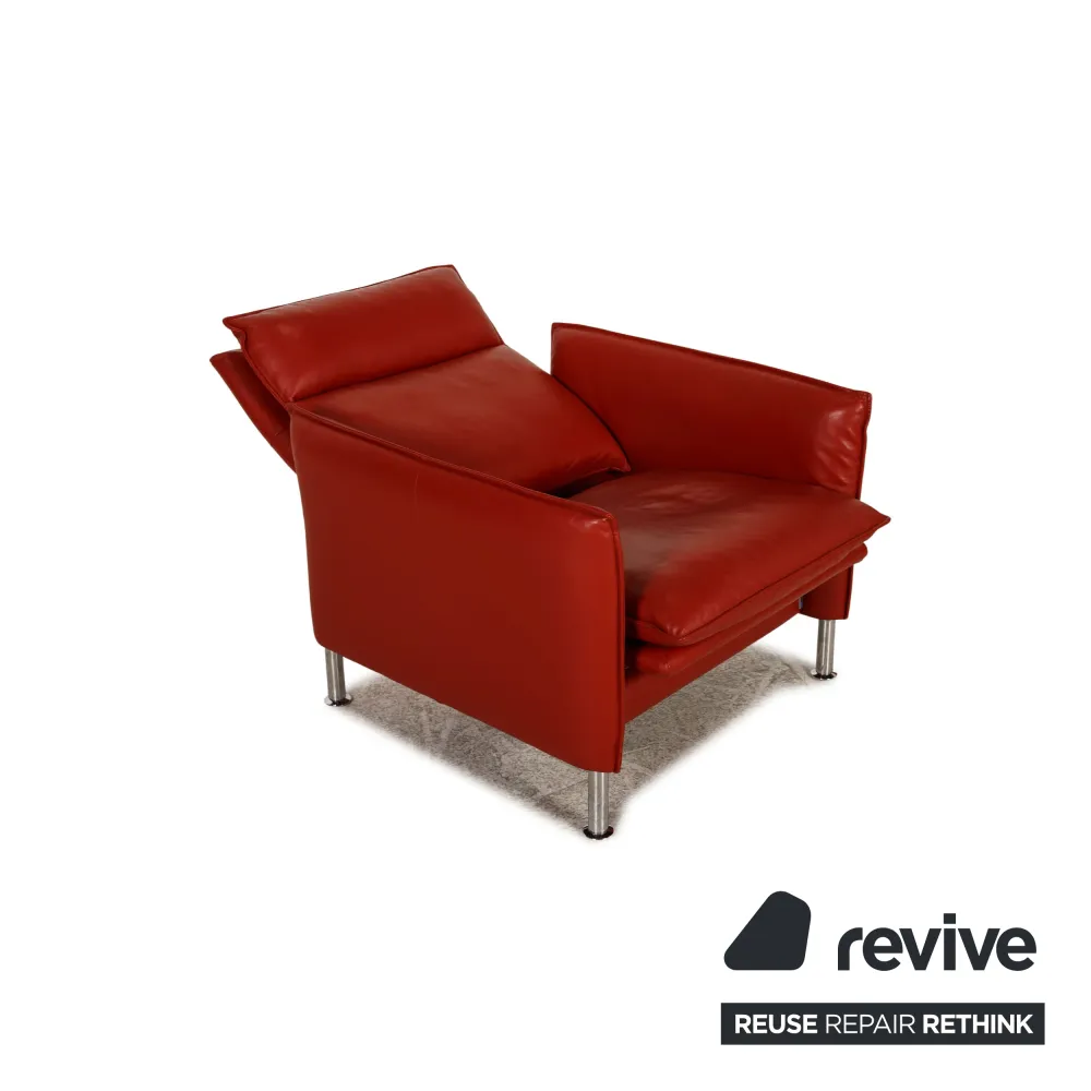 Erpo Porto Leder Sessel Garnitur Rot Hocker Relaxfunktion