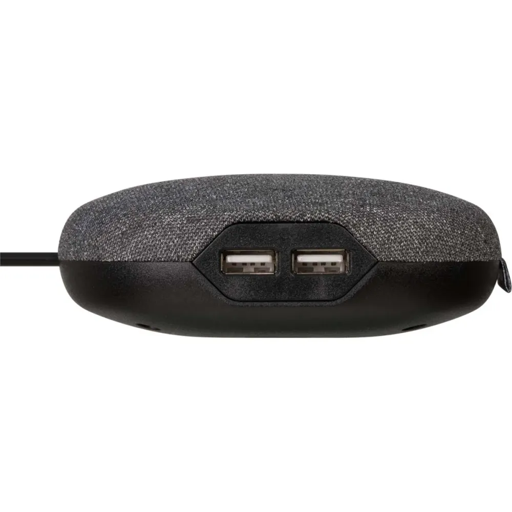 Estilo Ladestation mit Textiloberfläche (Möbel-Steckdose mit 1x Euro-Steckdose und 2x USB-Charger, inklusive Klettkabelbin...