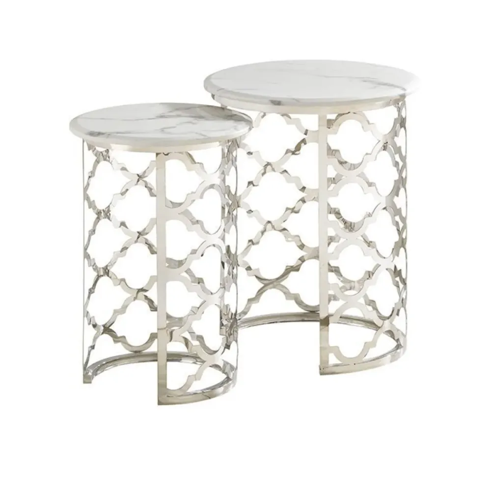 FORLI Beistelltisch silber 2-teilig Ø50X55CM