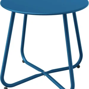 Garten Beistelltisch Rund Outdoor Pfauenblau 45x45 cm