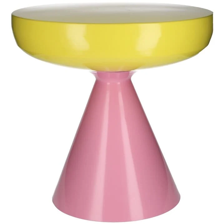 GRIMAUD, BEISTELLTISCH MIT FUSS, H45CM, METALL, GLÄNZEND, GELB/ROSA