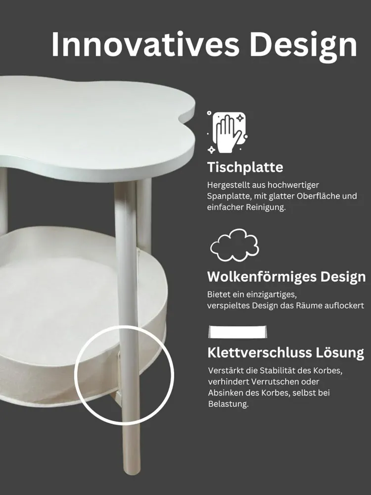 Hephaistos Beistelltisch rund Stoff 2 Ebenen modern