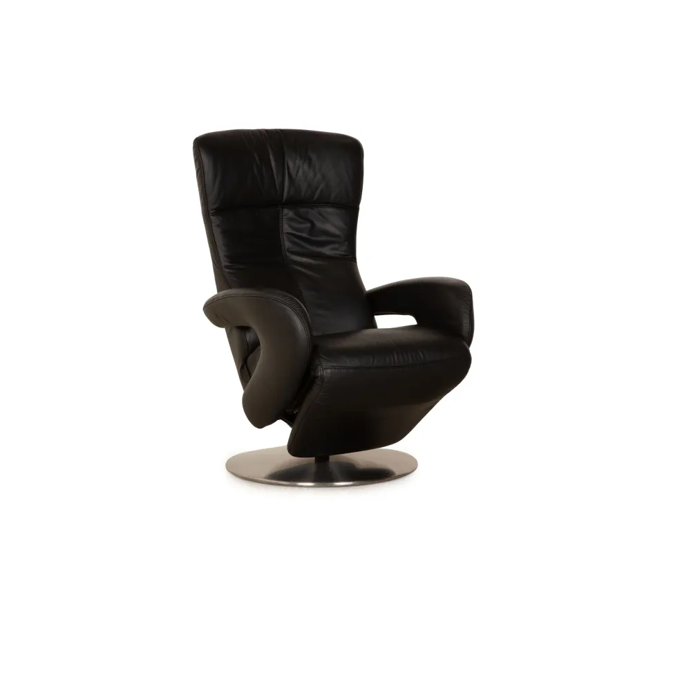 Hukla Leder Sessel Schwarz manuelle Funktion