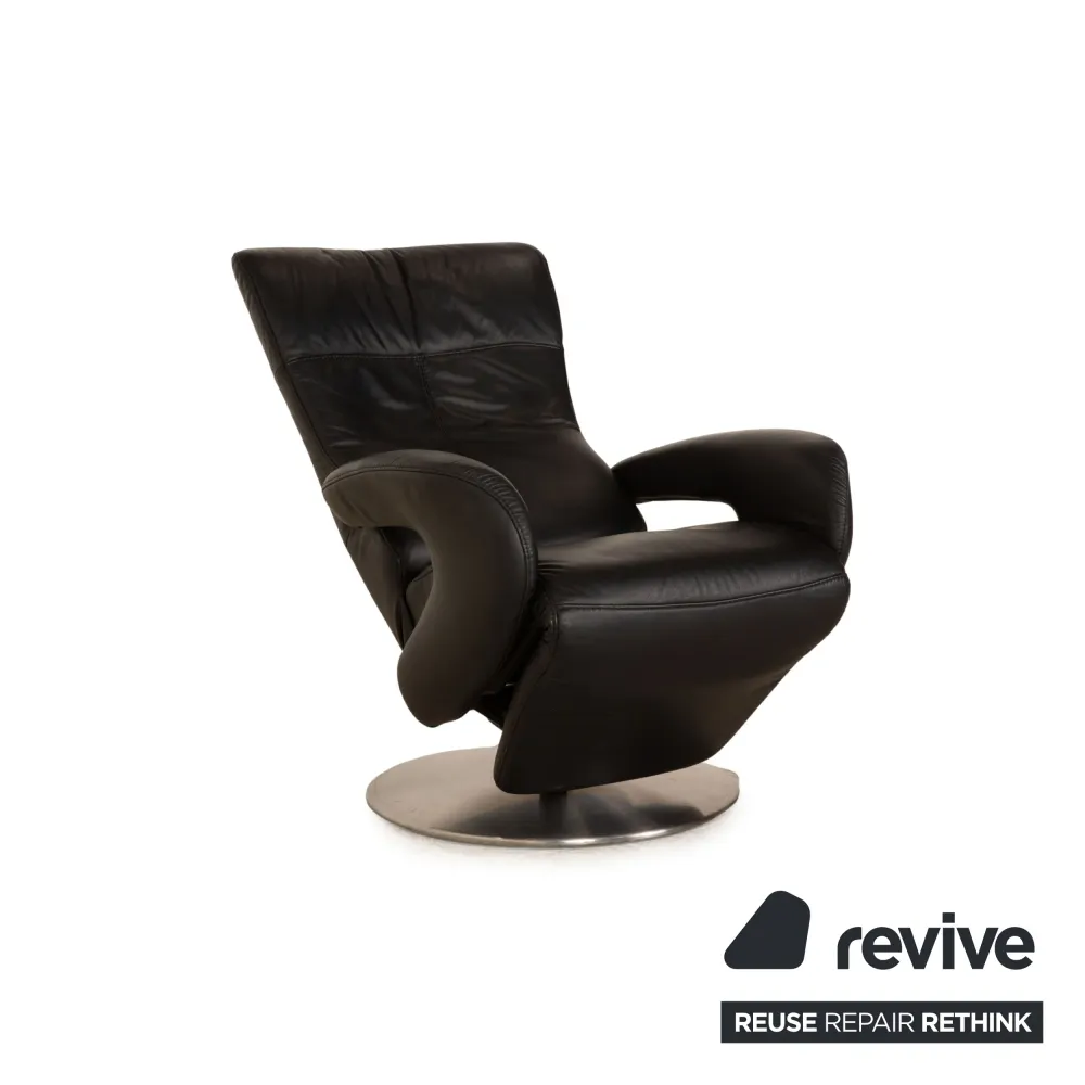 Hukla Leder Sessel Schwarz manuelle Funktion