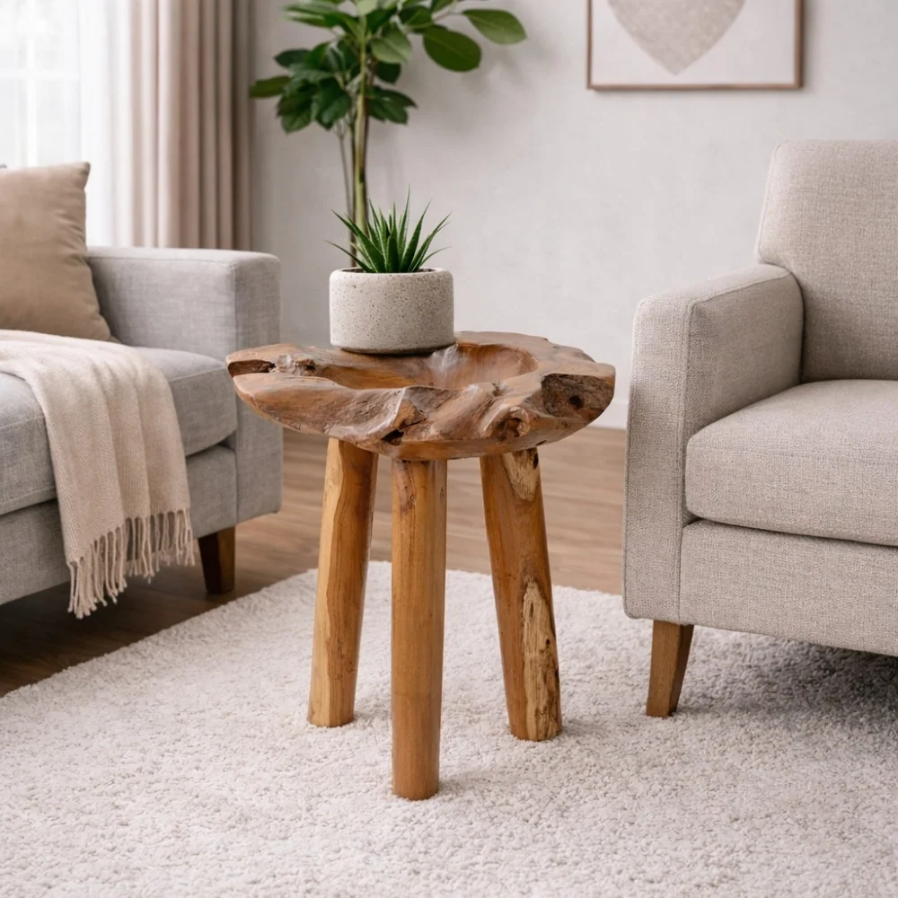 Individueller Teak Beistelltisch BIG BOWL ca.50cm Natural