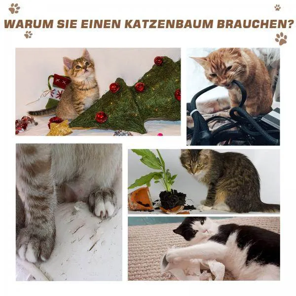 Katzenbaum Spielbaum Kratzstamm mit Plattform Sisal Lammkaschmir Hellbraun