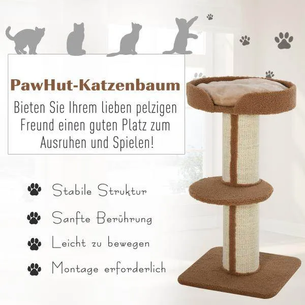 Katzenbaum Spielbaum Kratzstamm mit Plattform Sisal Lammkaschmir Hellbraun