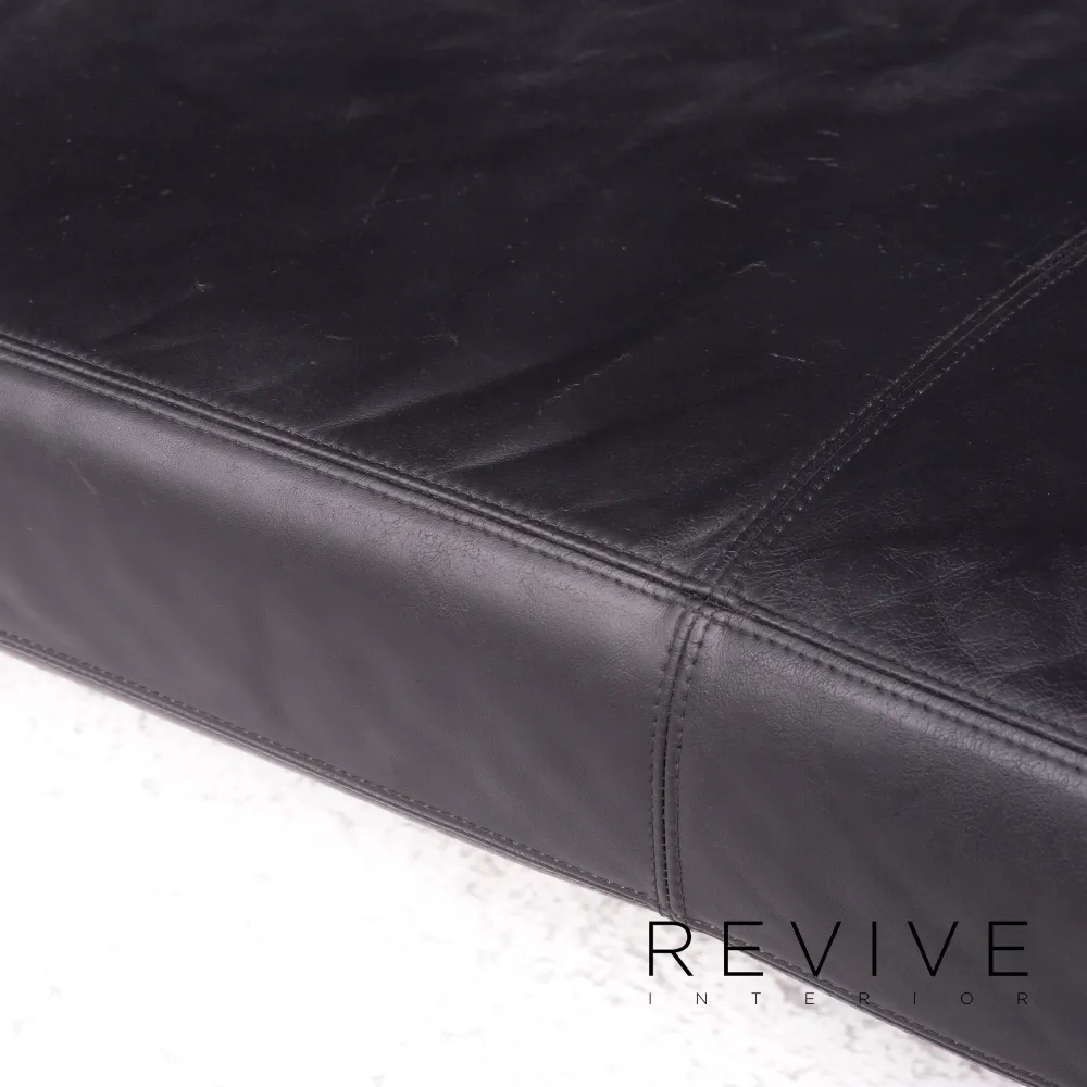 Knoll International Brigadier Leder Sofa Schwarz Cini Boeri Zweisitzer Couch #9046