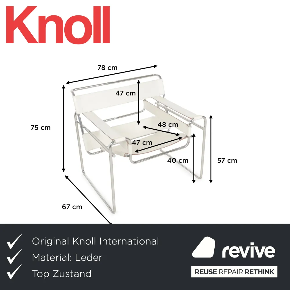 Knoll International Wassily Chair Leder Sessel Creme Bauhaus