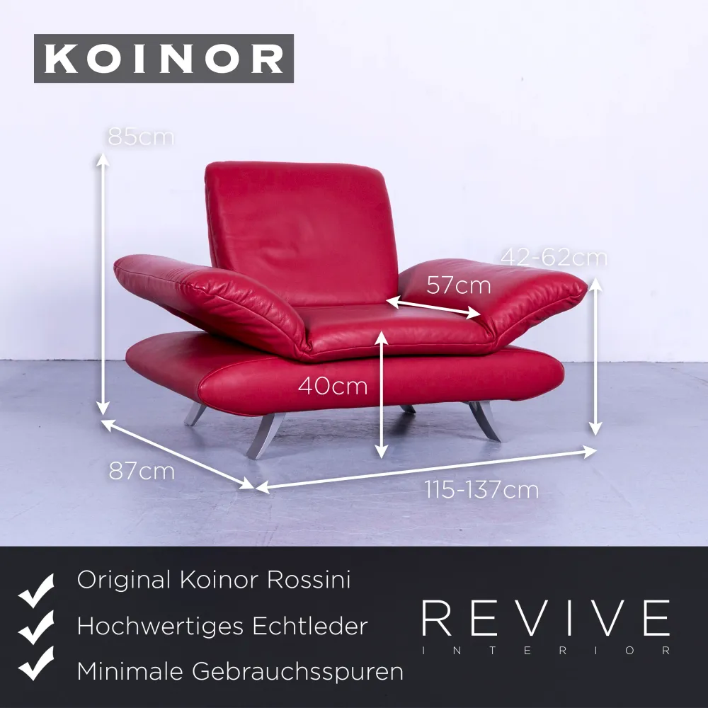 Koinor Rossini Designer Leder Sessel Rot Einsitzer Funktion Echtleder #5285