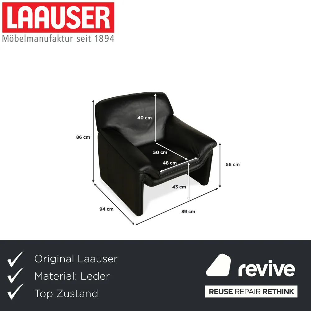 Laauser Leder Sessel Schwarz