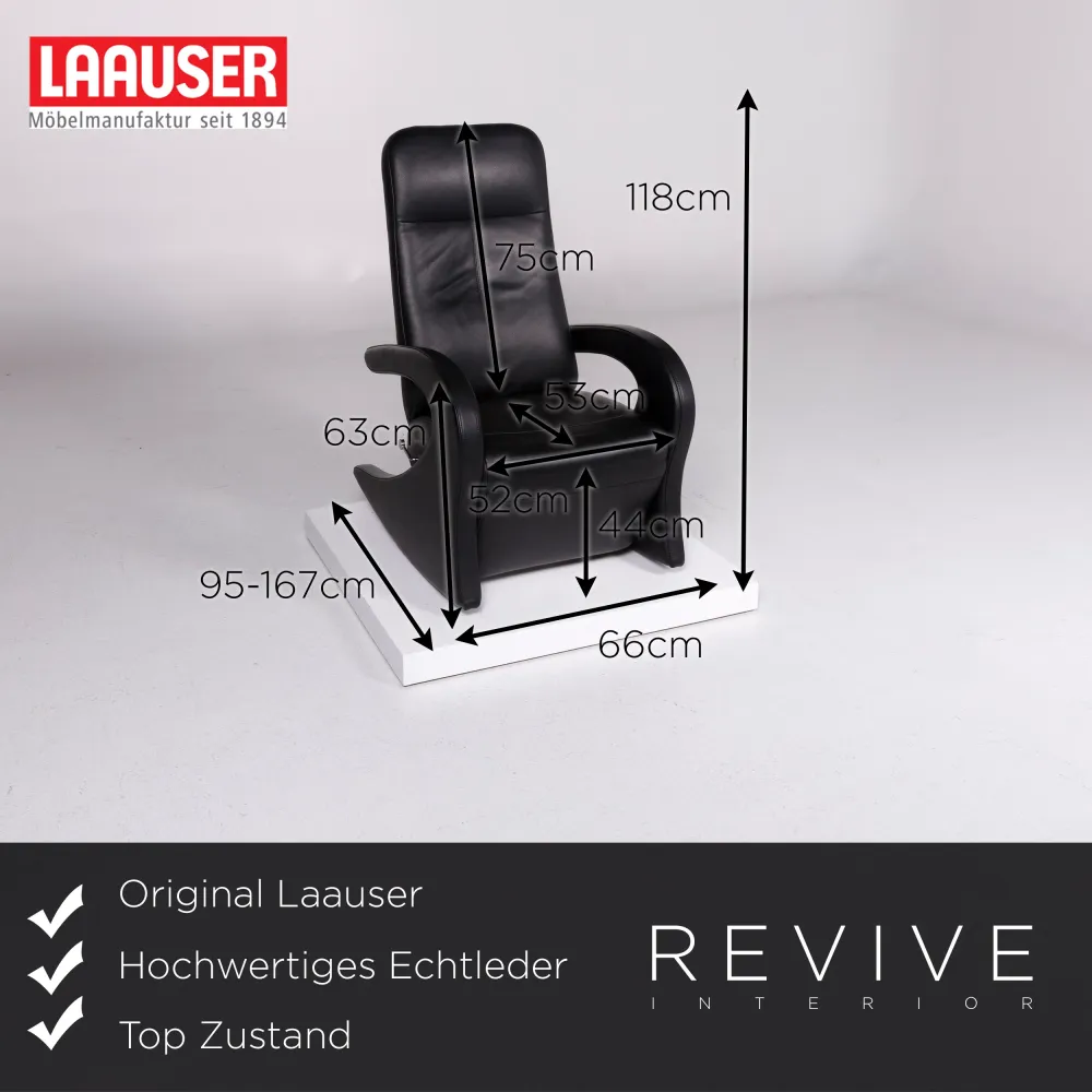 Laauser Leder Sessel Schwarz inkl. Relaxfunktion #10790