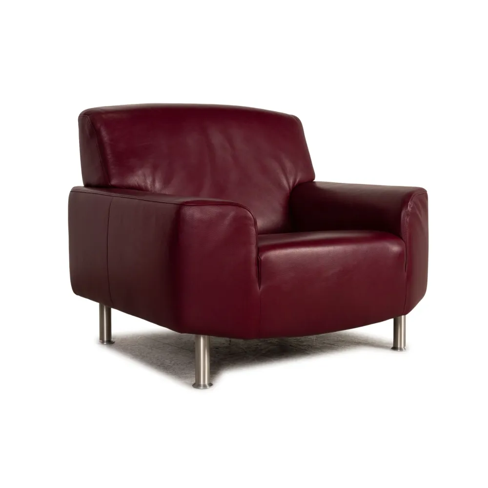 Laauser Sessel Leder Aubergine