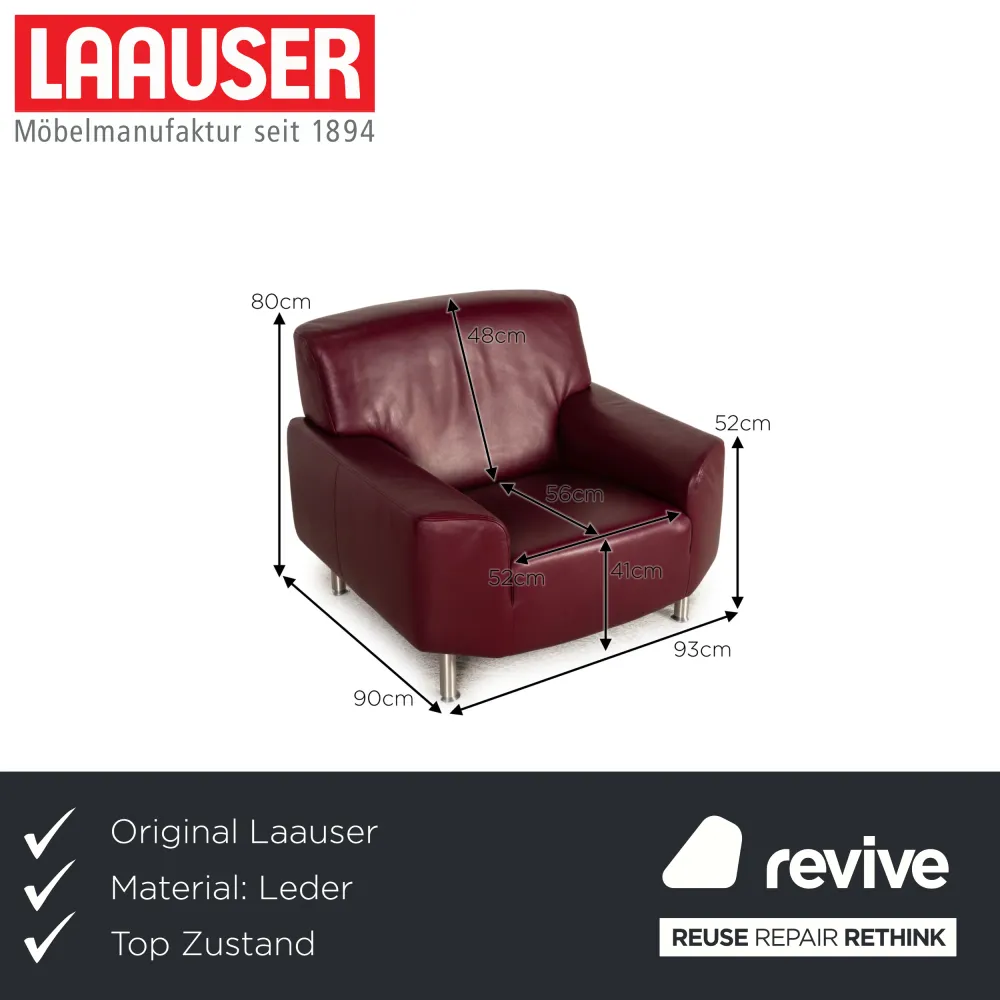 Laauser Sessel Leder Aubergine
