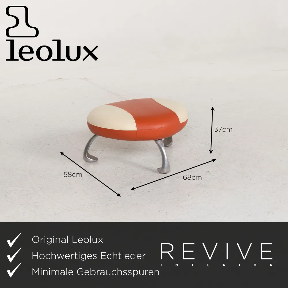 Leolux Leder Sessel Garnitur Orange Hocker #12855