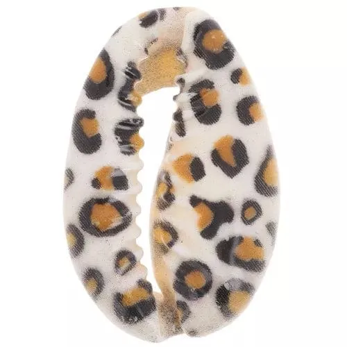 1 x Leopardenmuster - Hellbraun - Ecru - Schwarz Kauri Muscheln- Armbänder DIY