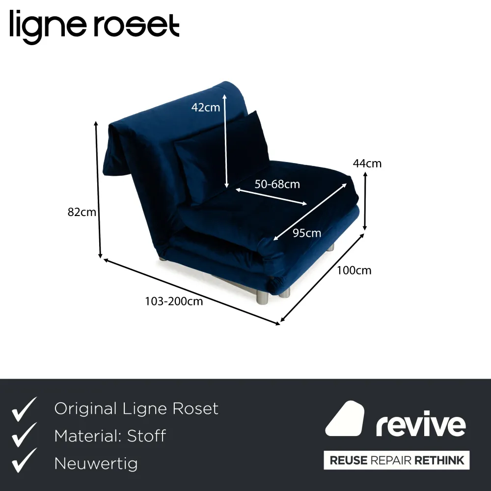 Ligne Roset Multy Stoff Sessel Blau Schlaffunktion Neubezug