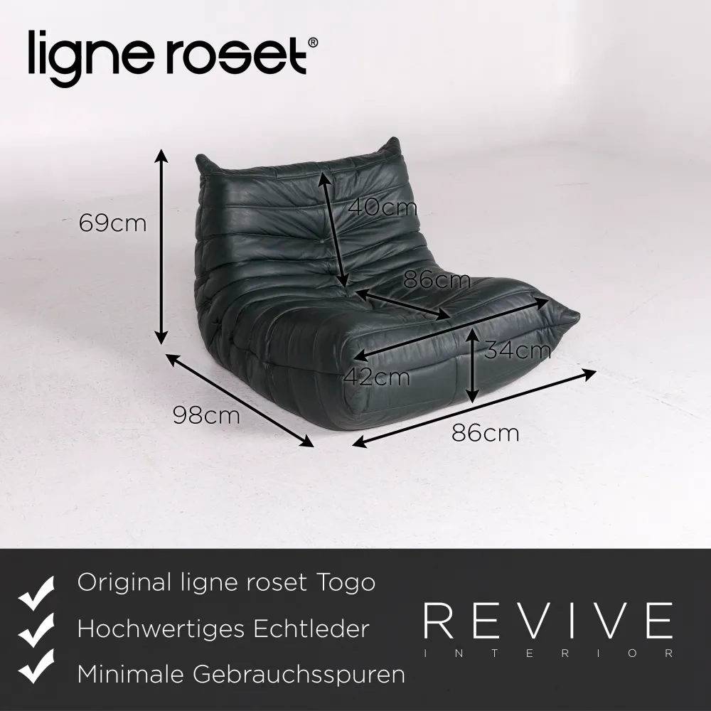 ligne roset Togo Leder Sessel Grün Dunkelgrün #12266