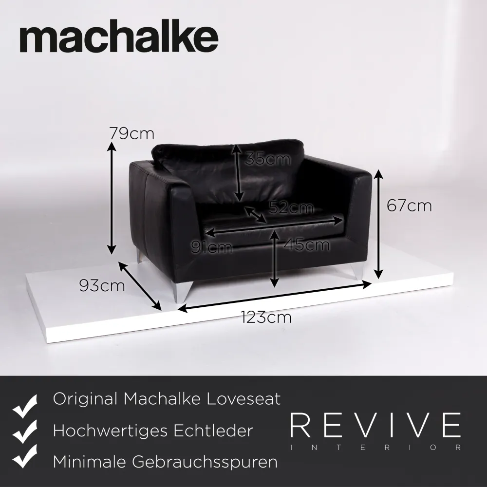 Machalke Loveseat Leder Sessel Schwarz #10176