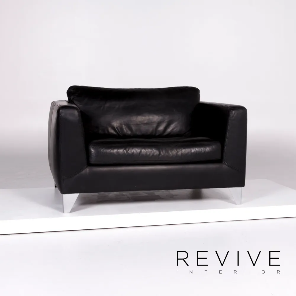 Machalke Loveseat Leder Sessel Schwarz #10176