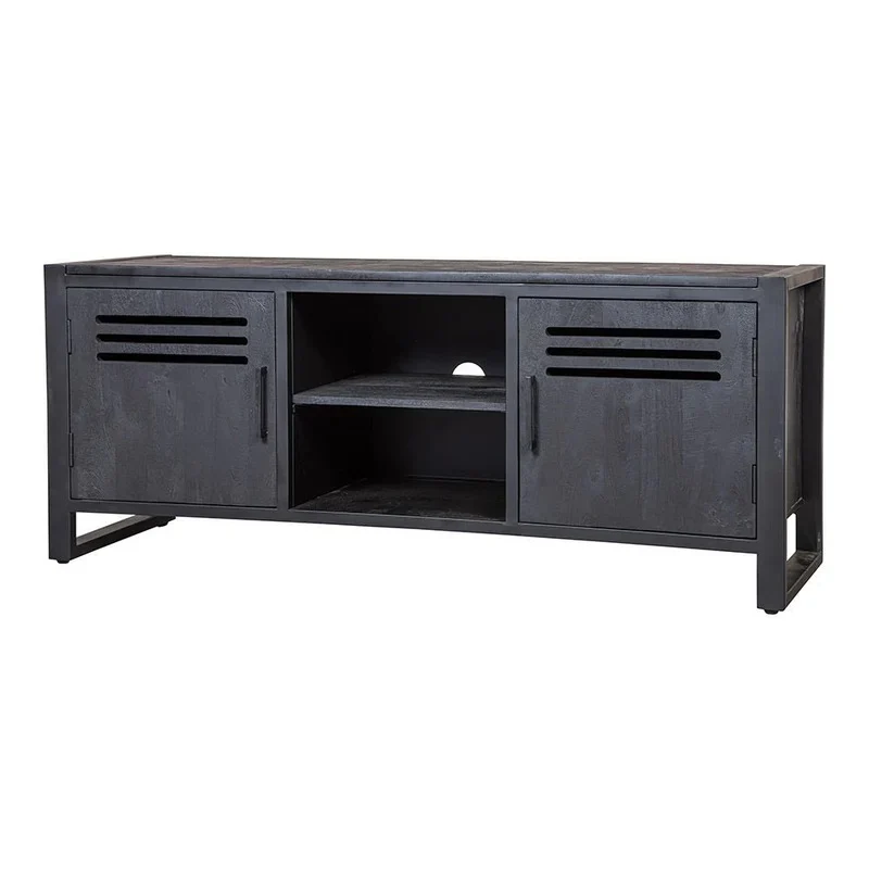 Mangoholz TV-Möbel Henderson Schwarz 150 cm Mahom