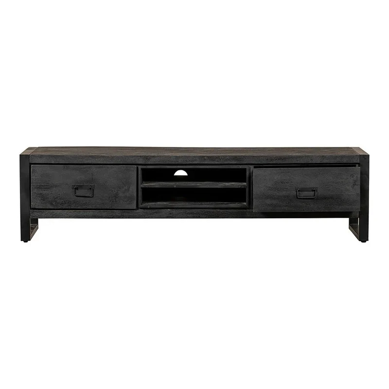 Mangoholz TV-Möbel Stockton Schwarz 160 cm Mahom
