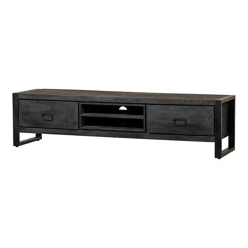 Mangoholz TV-Möbel Stockton Schwarz 160 cm Mahom