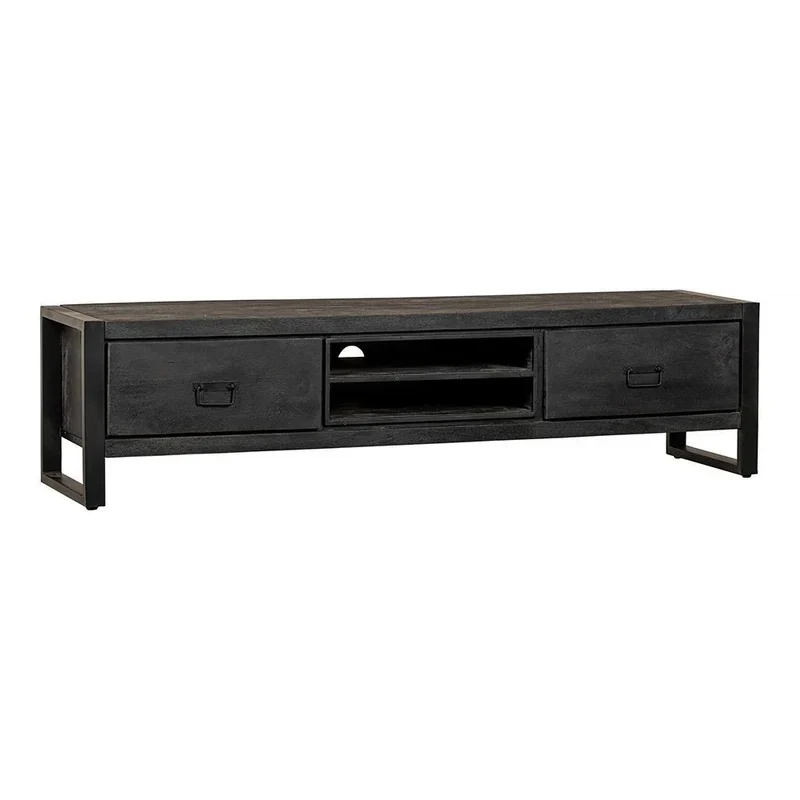 Mangoholz TV-Möbel Stockton Schwarz 160 cm Mahom